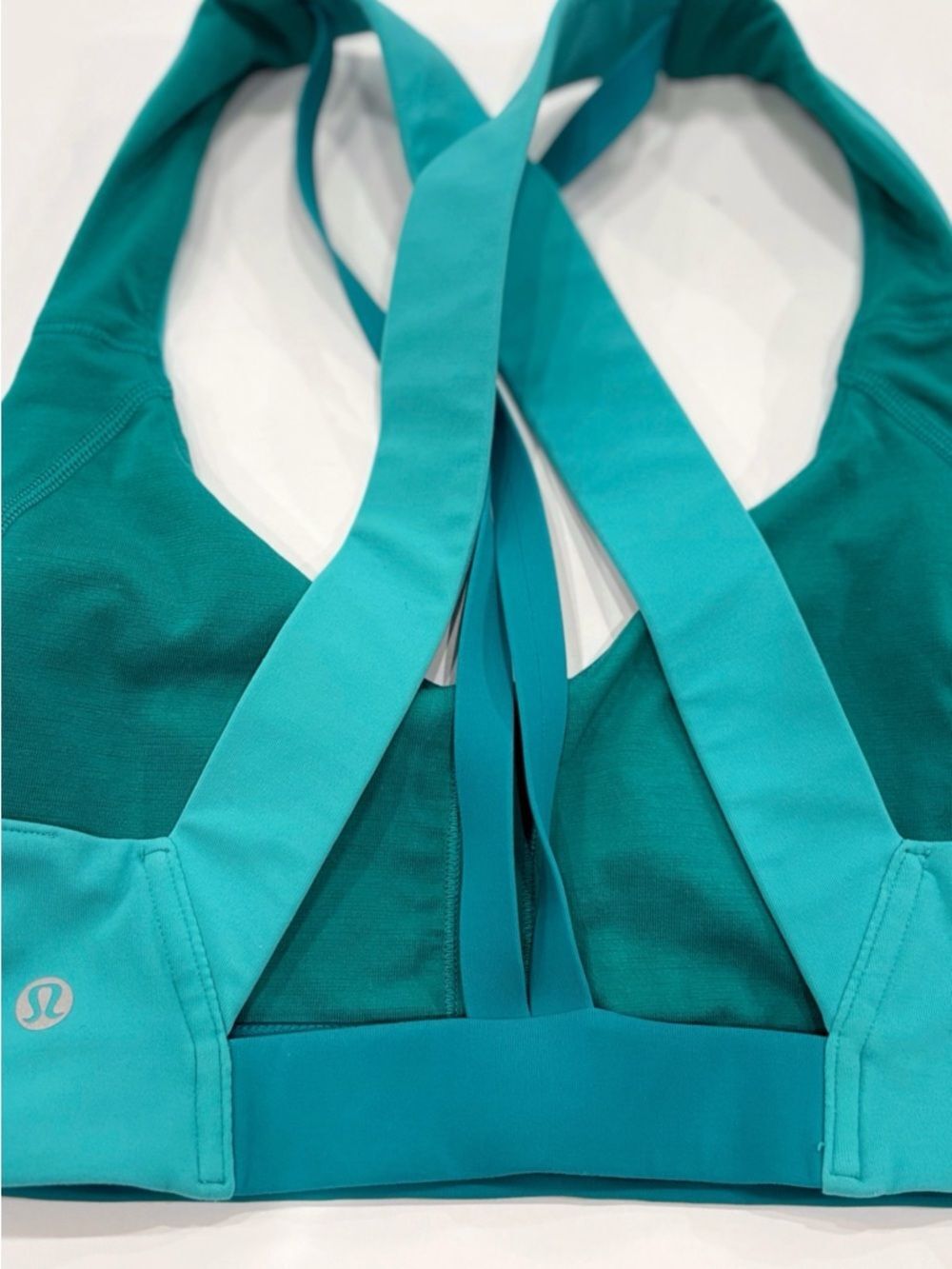 Lululemon Sports Bra Womens 8 Teal Strappy Yoga Gym Athleisure Chic - Picture 6 of 6